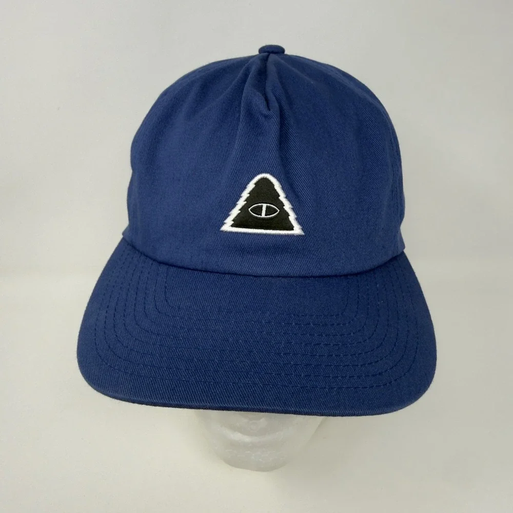 Poler Camp Vibes‎ Navy Blue Snapback Hat Triangle Eye Logo 5 Panel Cap Mens OSFM